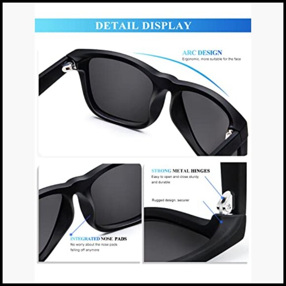 Polarized Sunglasses 3 Pack Matte Black Frame UV Protection main image 6